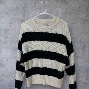 a new day Black and Cream Striped Sweater